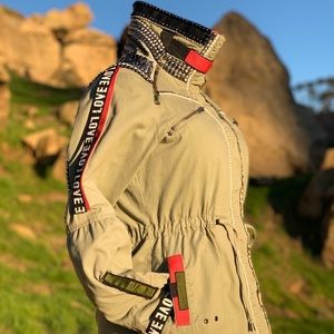 Chic Embellished Light grey Women’s Parka